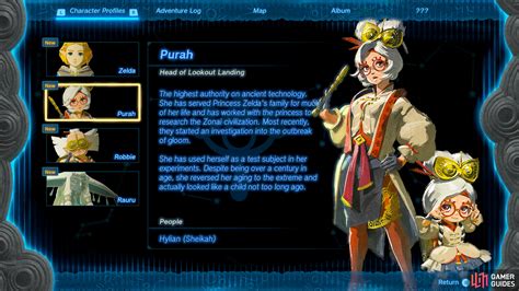 Purah - The Legend of Zelda: Tears of the Kingdom Database | Gamer Guides®