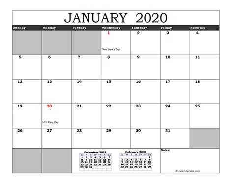 Template Excel Calendar 2020 Australia