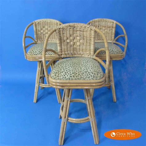 Set of 3 Woven Rattan Bar Stools | Circa Who