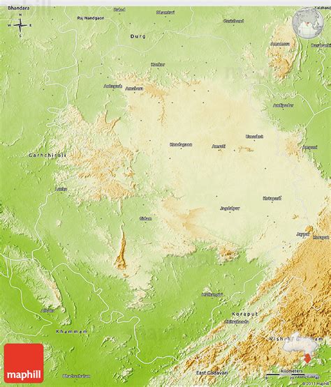 Physical 3D Map of Bastar (Jagdalpur)