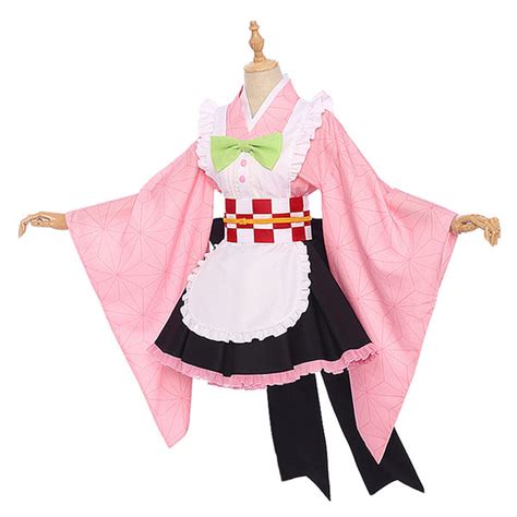 Kamado Nezuko Demon Slayer Cosplay Costume Maid Outfit – Cosplaysky.ca