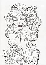 Pin Up Tattoo Coloring Pages & coloring Book sketch template