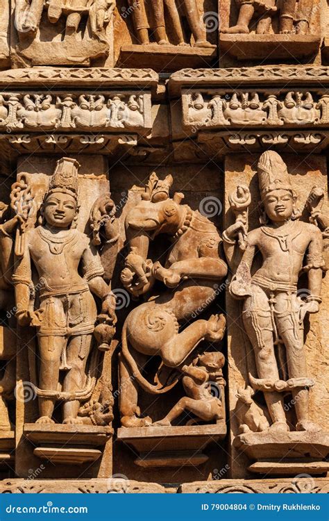 Famous Sculptures of Khajuraho Temples, India Stock Photo - Image of hindu, temple: 79004804