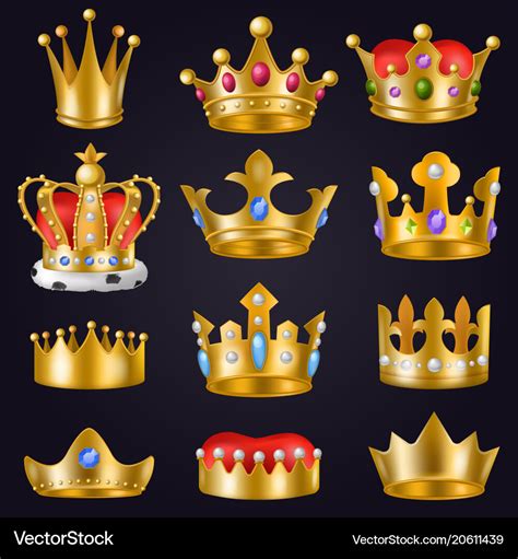 Crown golden royal jewelry symbol of king Vector Image