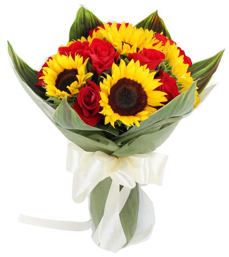 Buy 12 Roses and 6 Sunflowers in Bouquet to Philippines