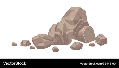 Stone cartoon heap heavy cobbles solid Royalty Free Vector