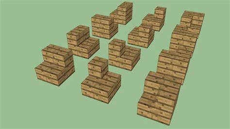 Minecraft Oak Wood Stairs (all types) Fit to Zapperier | 3D Warehouse