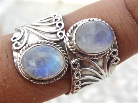 Rainbow Moonstone ring moonstone silver ringsolid silver