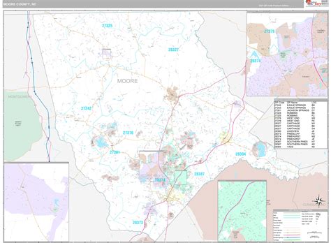 Moore County, NC Wall Map Premium Style by MarketMAPS