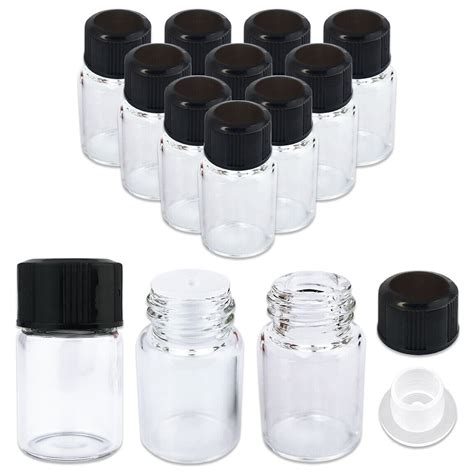 12 Pieces 2ML Clear Essential Oil Small Sample Glass Vials Bottles ...