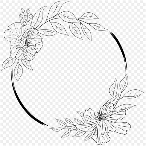 Round Frame Outline Decorative Flower, Flower Drawing, Rat Drawing, Frame Drawing PNG and Vector ...
