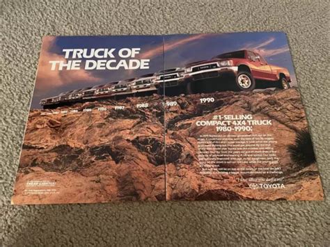 VINTAGE 1990 TOYOTA LAND CRUISER 4x4 PICKUP TRUCK Print Ad "TRUCK OF THE DECADE" $6.99 - PicClick