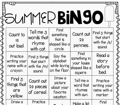 Summer Holiday Homework Ideas For Kindergarten - Roy McCluskey's Kids Worksheets