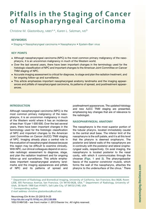 Pitfalls in the Staging of Cancer of Nasopharyngeal Carcinoma - DocsLib