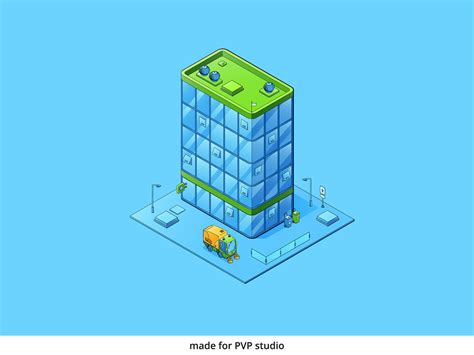 Isometric office building by Pavel Korkunov on Dribbble