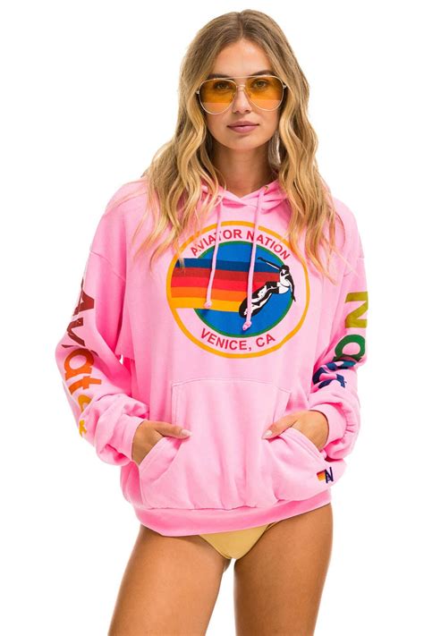 AVIATOR NATION RELAXED PULLOVER HOODIE - NEON PINK - Aviator Nation