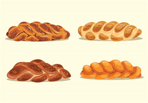 Set of Illustration of Homemade Challah Bread 165325 Vector Art at Vecteezy