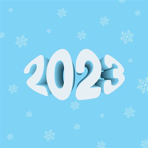 2023 year winter 3d text. Soft and cute vector typography print with ...