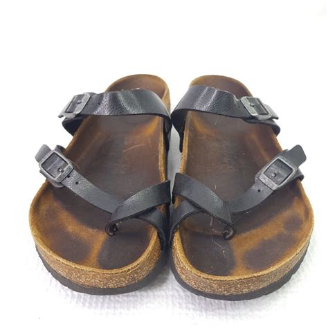 Birkenstock Mayari Sandals Black Leather Strappy Slip… - Gem