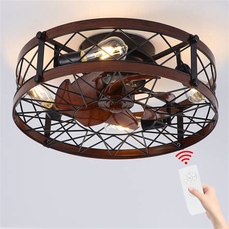 Buy Retro Small Ceiling Fan With Light Remote Control, Coming With E26 ...