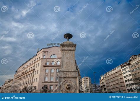 Panorama of the Terazije Square in Belgrade, Serbia, with Various Old Buildings and the ...