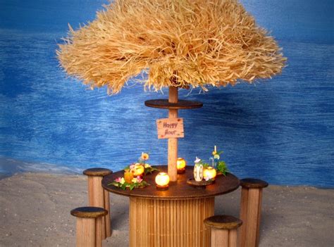 Illuminated Tropical Miniature Happy Hour Beach Bar Table Set | Etsy