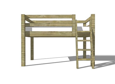 Free Woodworking Plans to Build a Twin Low Loft Bunk Bed - The Design ...