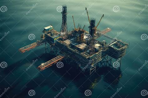 Oil Rig in the Sea Oil Platform in the Sea Oil Rig Drilling Platform ...