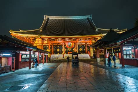 Night View of Sensoji Temple in Asakusa Tokyo Japan Editorial Stock ...