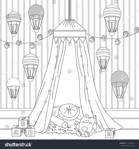 Childrens Wigwam Modern Kids Interior Black Stock Vector (Royalty Free) 1711989142