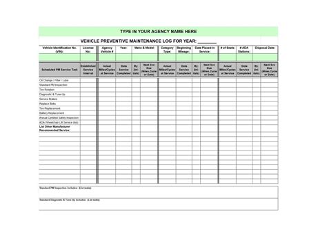 Vehicle Maintenance Spreadsheet inside 40 Printable Vehicle Maintenance Log Templates Template ...