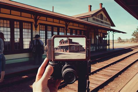 Person, Taking Photos of Old-fashioned Train Station with Vintage ...