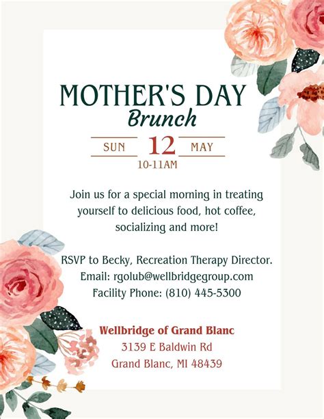 Mothers Day Brunch, WellBridge of Grand Blanc, 12 May 2024 | AllEvents.in