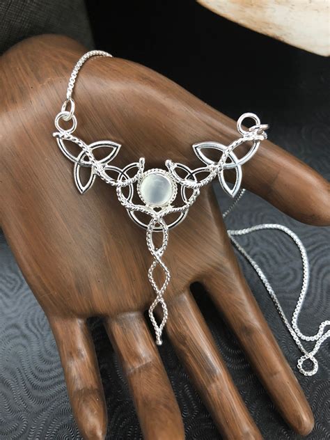 Celtic Trinity Knot Necklace, Irish Trinity Knot Necklace with Moonstone, Bohemian Celtic ...