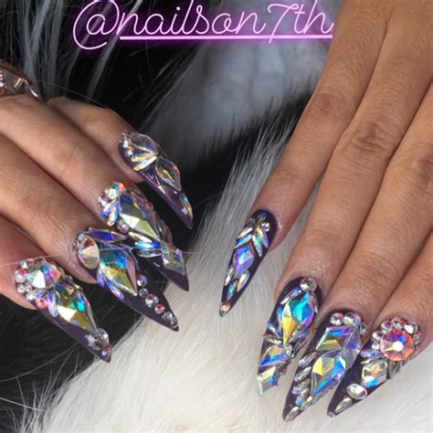 Cardi B Black Jewels, Nail Art, Stones, Studs Nails | Steal Her Style