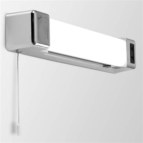 LED 5W / 7W Bathroom Shaver Socket Mirror Wall Light Pull Cord Chrome ...