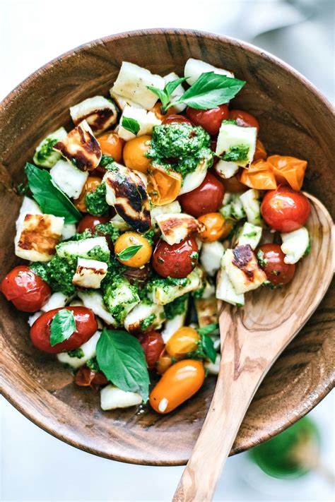 Grilled Halloumi and Burst Tomato Salad With Pesto | Killing Thyme