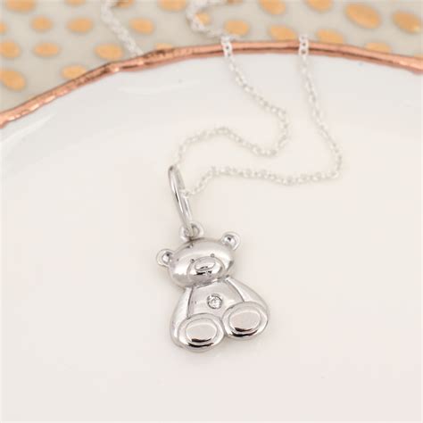 Personalised ‘My First Diamond’ Teddy Bear Pendant Necklace | Hurleyburley