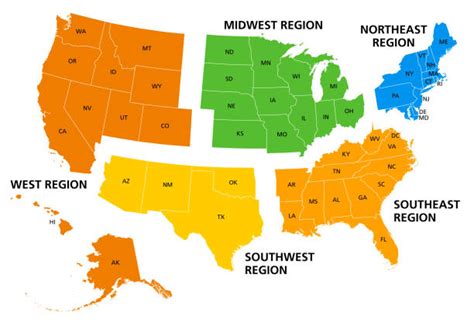 Us Regions Labeled Map