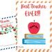 Teacher Appreciation Gift Card Holder, Printable - Etsy