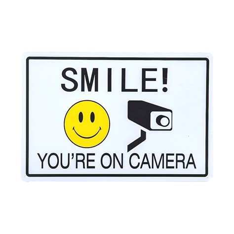 12x18 Smile Youre On Camera Sign with Flushed Face Emoji STOPSignsAndMore Store Signs unimaterna ...