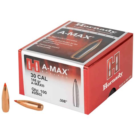 Hornady A-MAX Match .308″ 168 Grain – 100 Count – Saint Barbs Bullets