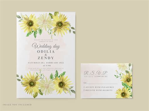 Wedding Card Template Sunflower Design Graphic by Agnetart · Creative Fabrica