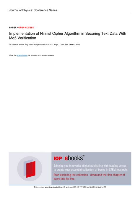 (PDF) Implementation of Nihilist Cipher Algorithm in Securing Text Data ...