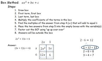 Factoring Flow Chart with Examples by Toria Enterprises | TPT