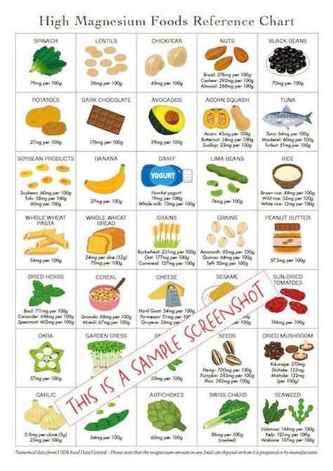 High Magnesium Foods Poster / List / Guide / PRINTABLE DOWNLOADS ...