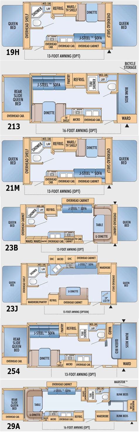 Jayco Jay Feather EXP travel trailer floorplans