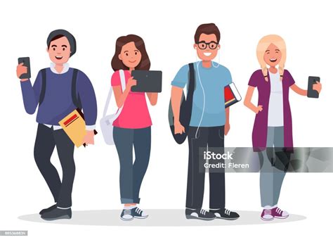 College Students Concept Illustration Stock Illustration - Download Image Now - Flat Art, Vector ...