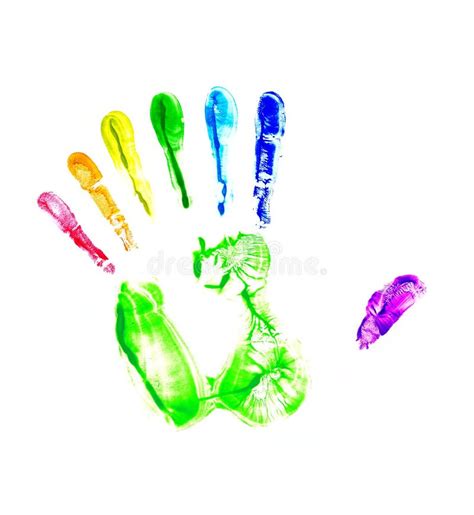 Rainbow Hand Print. Seven Fingers Stock Image - Image of paint, color ...