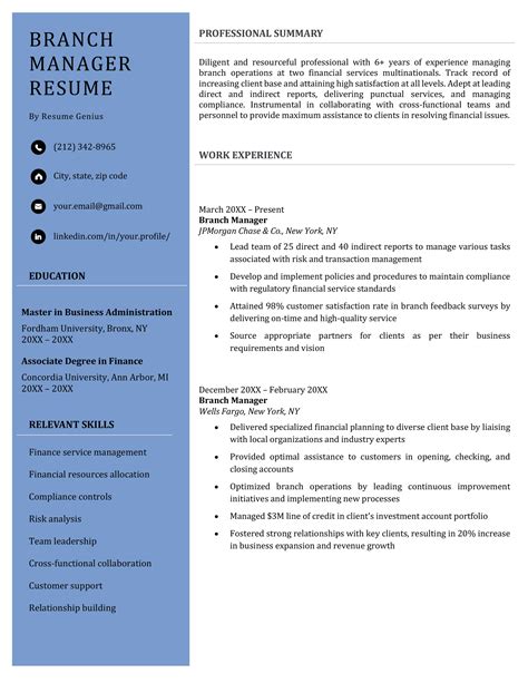 Branch Manager Resume - Examples, Template, & Writing Tips